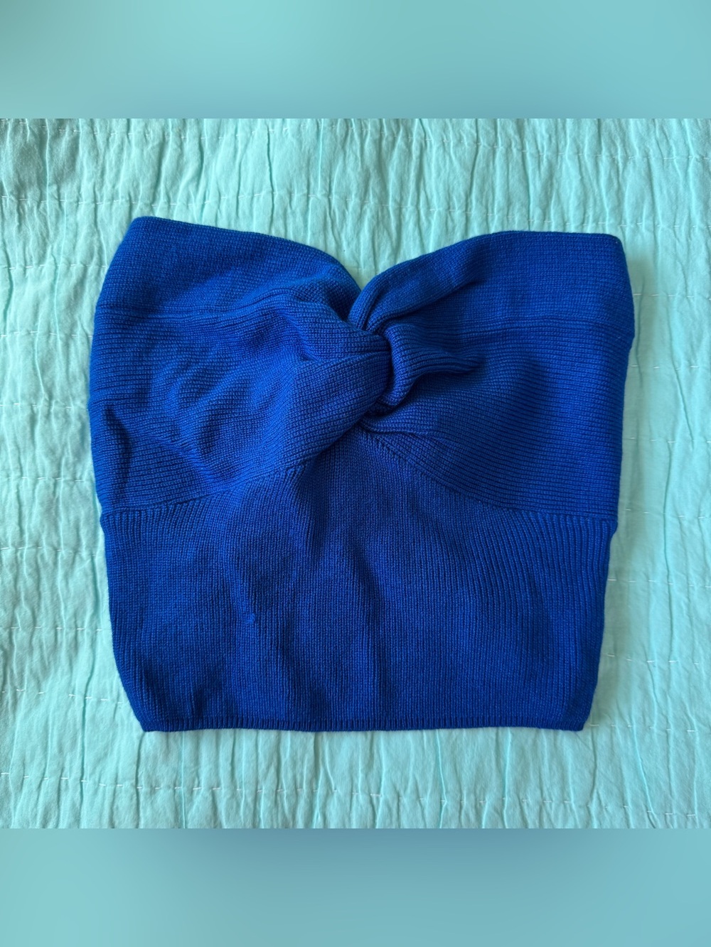 Blue Y2K Knit Tube Top